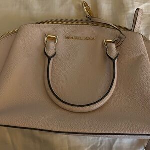 Michael Kors Pale Pink Pebbled Leather Satchel with Gold Hardware